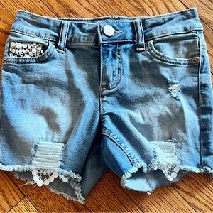 Justice Blue Distressed Denim Shorts 10 slim